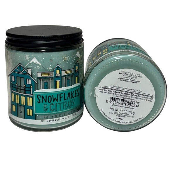 Lot 2 White Barn Bath & Body Works Snowflakes & Citrus 7oz White Barn Candles - Picture 2 of 3